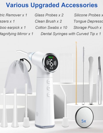 Tonsil Stone Vacuum Remover with LED Light Upgraded Electronic Oral Care Cleaning Tool Set 6 Suction Levels for Fresh Breath & Comfortable Use (White)